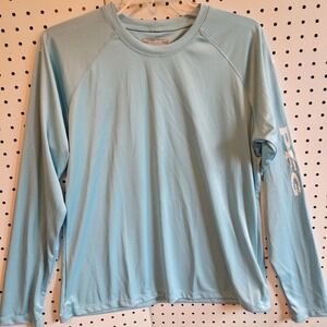 Columbia PFG Omni-Shade Lite Blue Fishing Long Sleeve Shirt Women's Size L